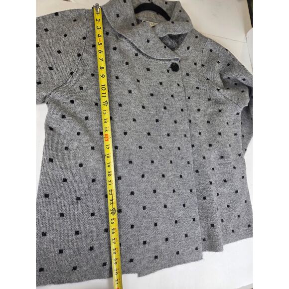 Max Studio Knit Wool Blend Gray/ Black Polka Dot Cardigan Cowl Neck Sweater 3x - Picture 7 of 8